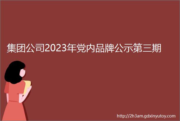 集团公司2023年党内品牌公示第三期